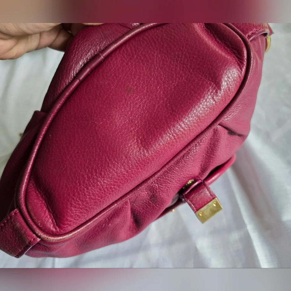 Michael Kors Burgundy Leather Hobo Bag with Gold Hardware